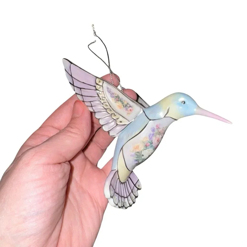 Lena Liu's Crystal Blue Hummingbird Precious Jewels Ornament Bradford Editions‎